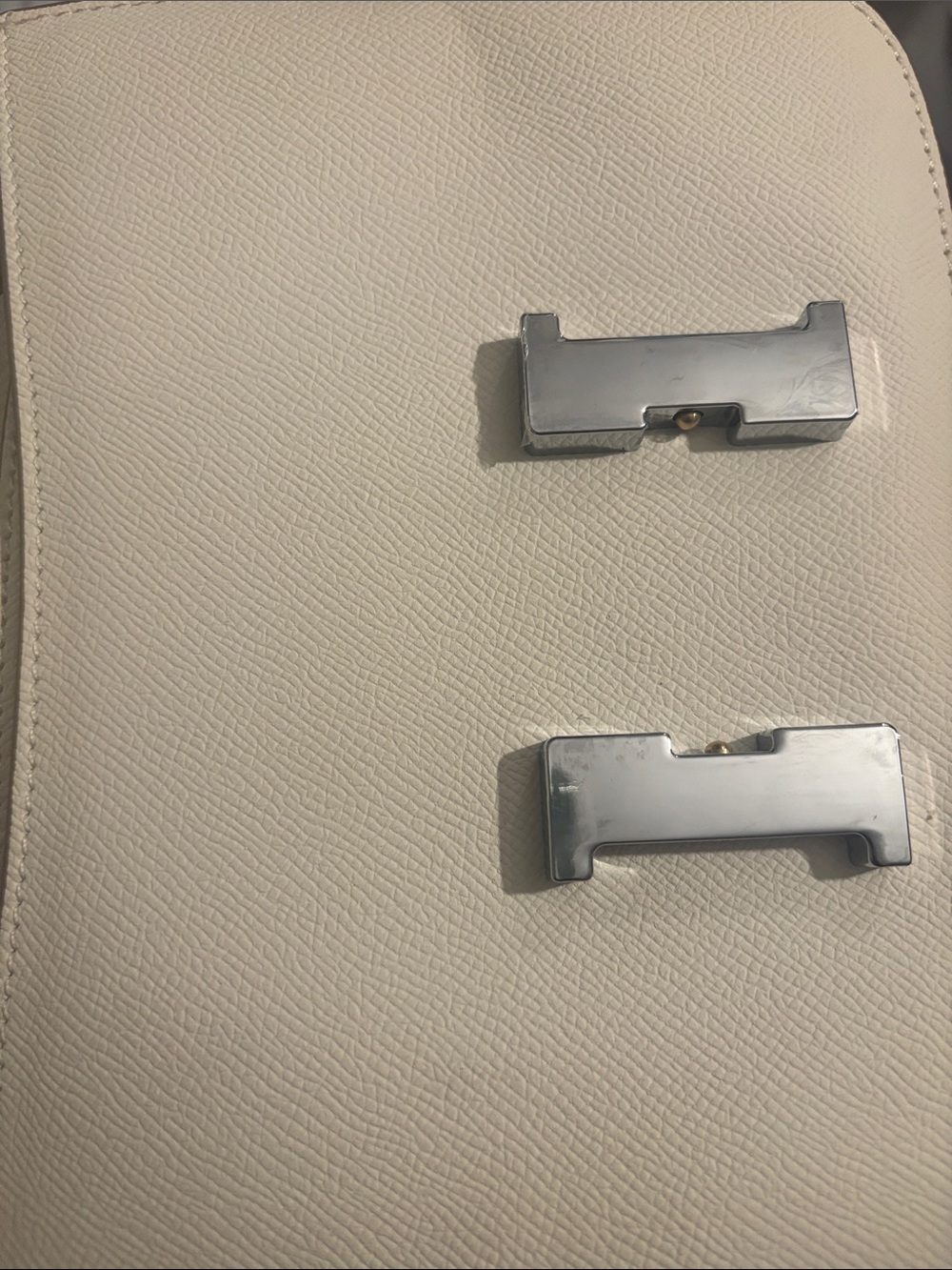 Structured Cream Crossbody Bag with Silver H Accent - Picture 6 of 12